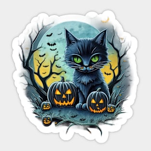 Halloween Black Cat Sticker